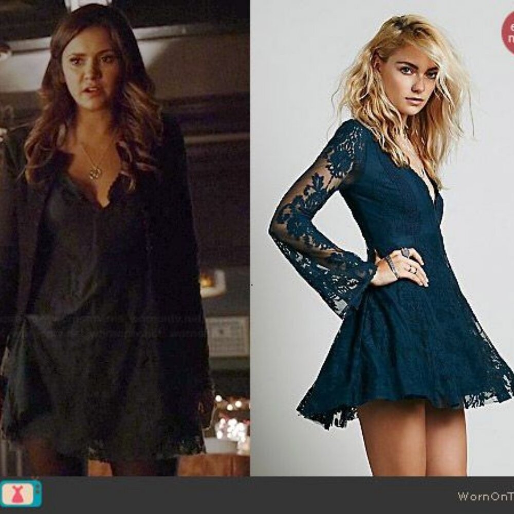Free People 'Reign Over Me' teal lace dress ASO Elena Gilbert